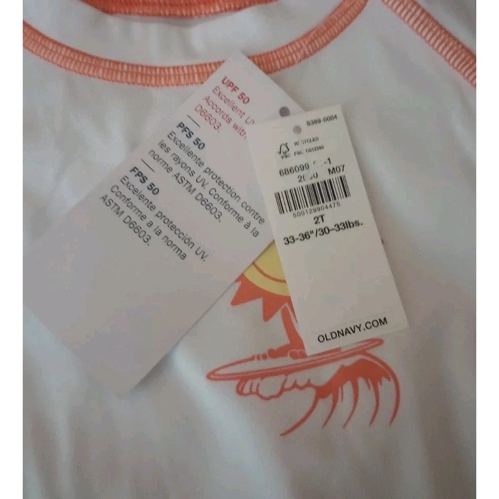 Old Navy Toddler Rashguard Long-Sleeve Swim Top Size 2T  NWT